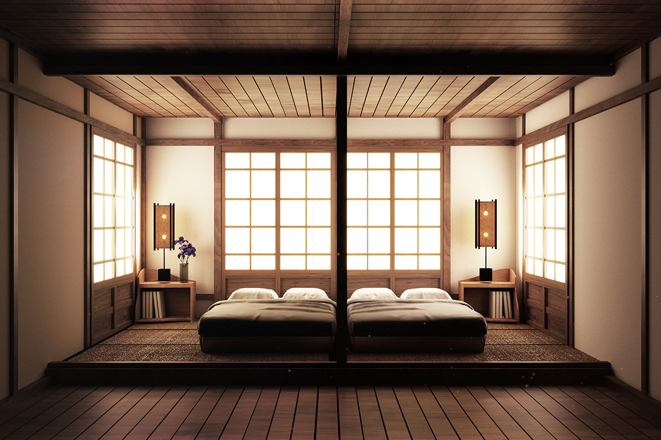 Japanese bed in a room in Japan 